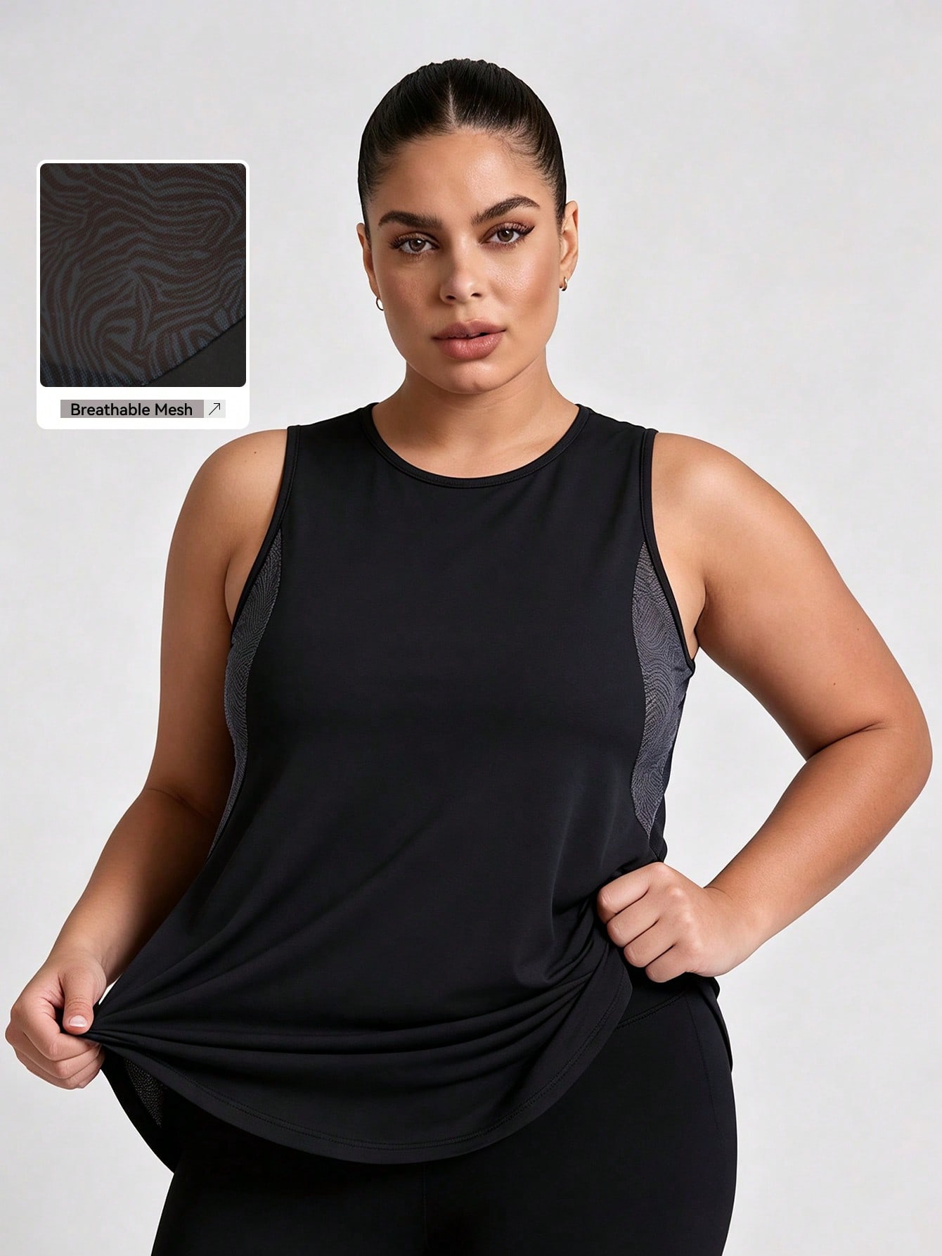 Yoga Fitness Plus - Plus Size Mesh Tank Top Women