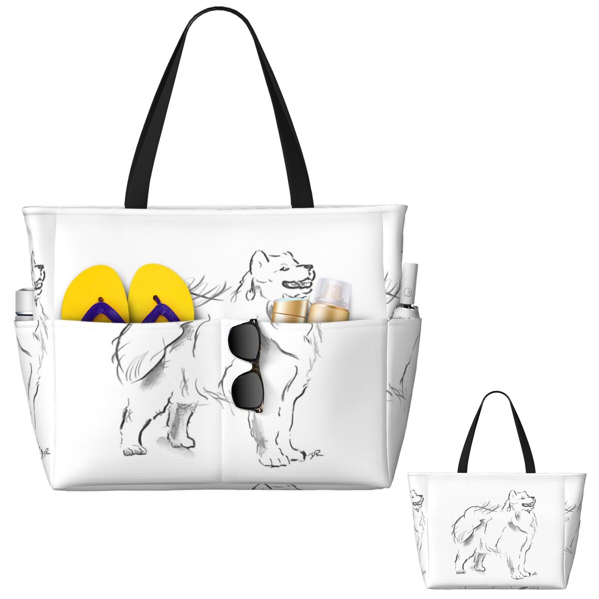 Samoyed Drawing Beach Tote Bag - đánh giá và giá Yoga Fitness Drawing
