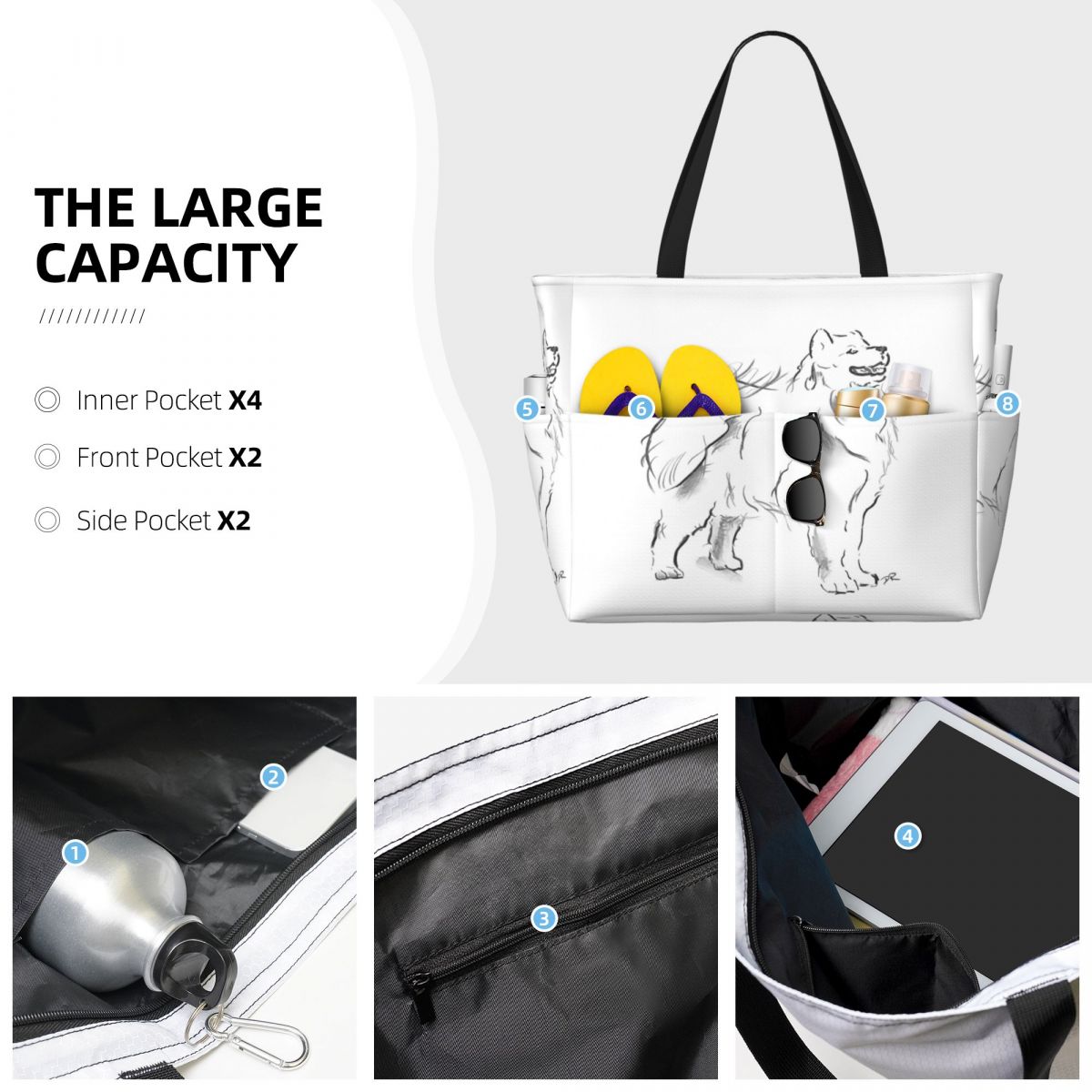 Samoyed Drawing Beach Tote Bag - đánh giá và giá Yoga Fitness Drawing