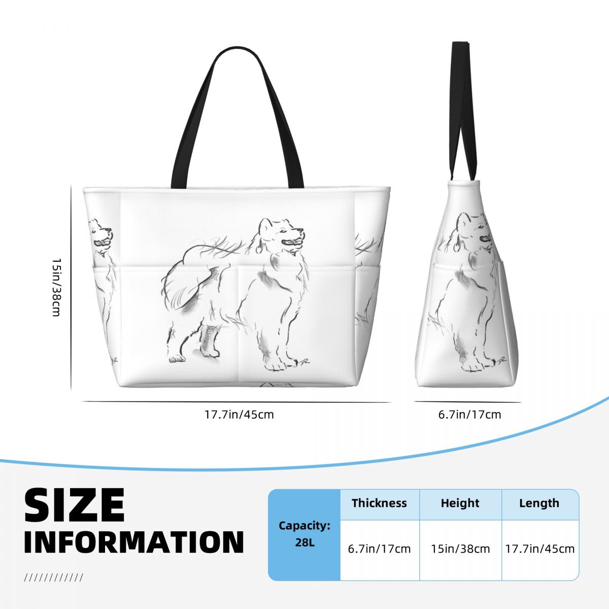Samoyed Drawing Beach Tote Bag - đánh giá và giá Yoga Fitness Drawing